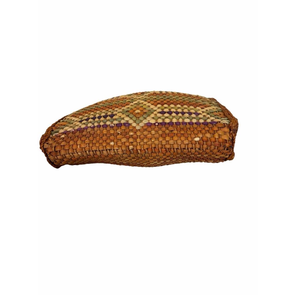 Vintage Handwoven Raffia Tote Bag Market Beach Shopper Natural Woven Boho Tan - Picture 3 of 11